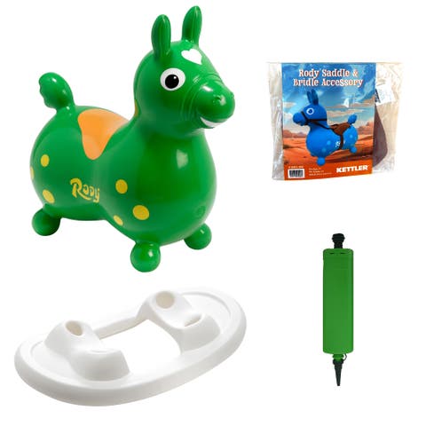 Rody Inflatable Bounce Horse with Rocking Base & Saddle-Bridle Accessory