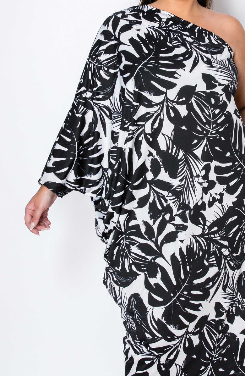 L I V D Selina One-Shoulder Midi Dress, Alternate, color, Black Ivory