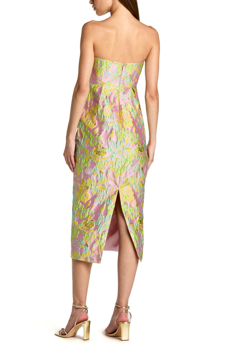 Strapless Floral Brocade Midi Dress, Alternate, color, Blush Multi