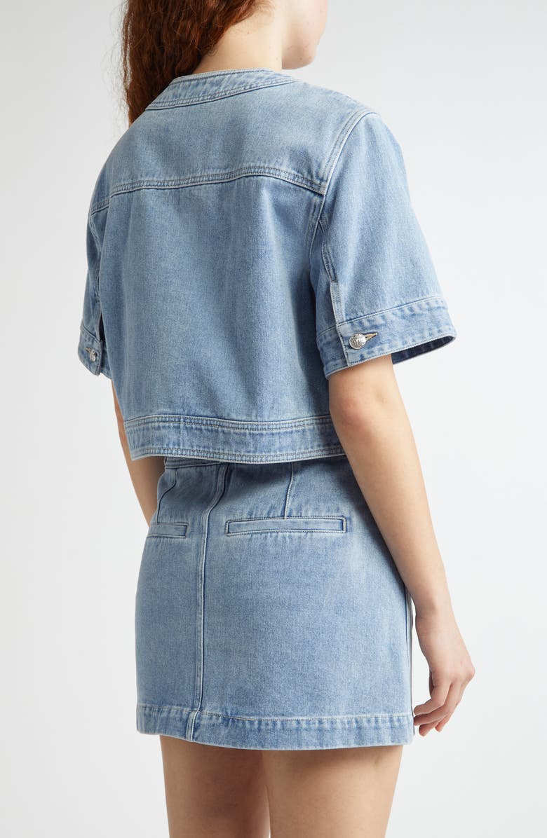 Veronica Beard Elias Short Sleeve Denim Crop Jacket, Alternate, color, Silverwood Blue