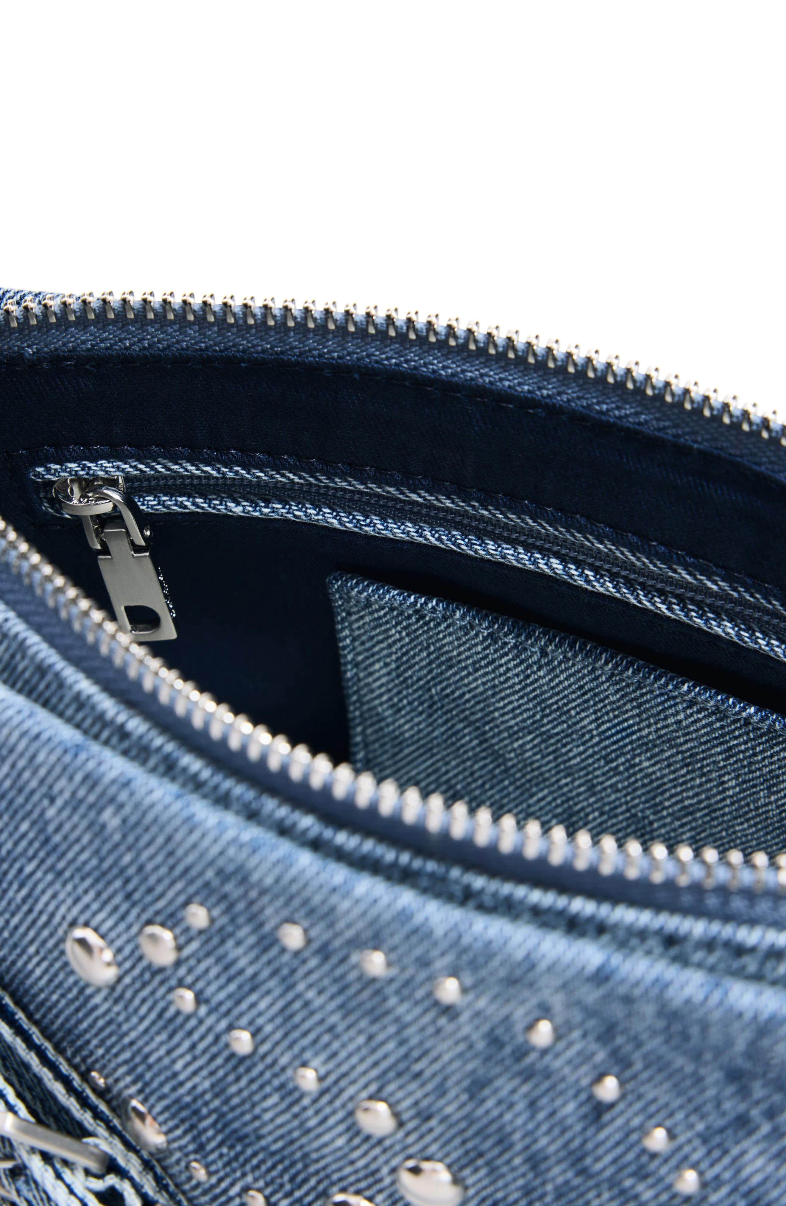 Small Denim Shoulder Bag, Alternate, color, LIGHT BLUE