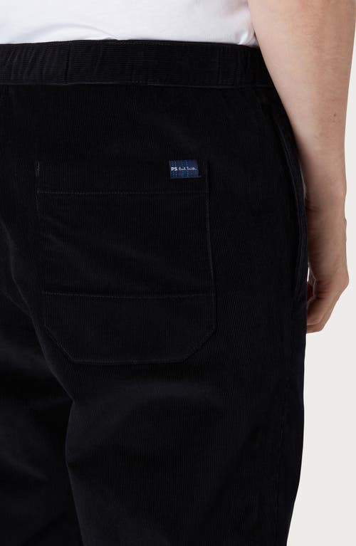 Ps By Paul Smith Ps Paul Smith Flat Front Drawstring Cotton Stretch Corduroy Pants In Black