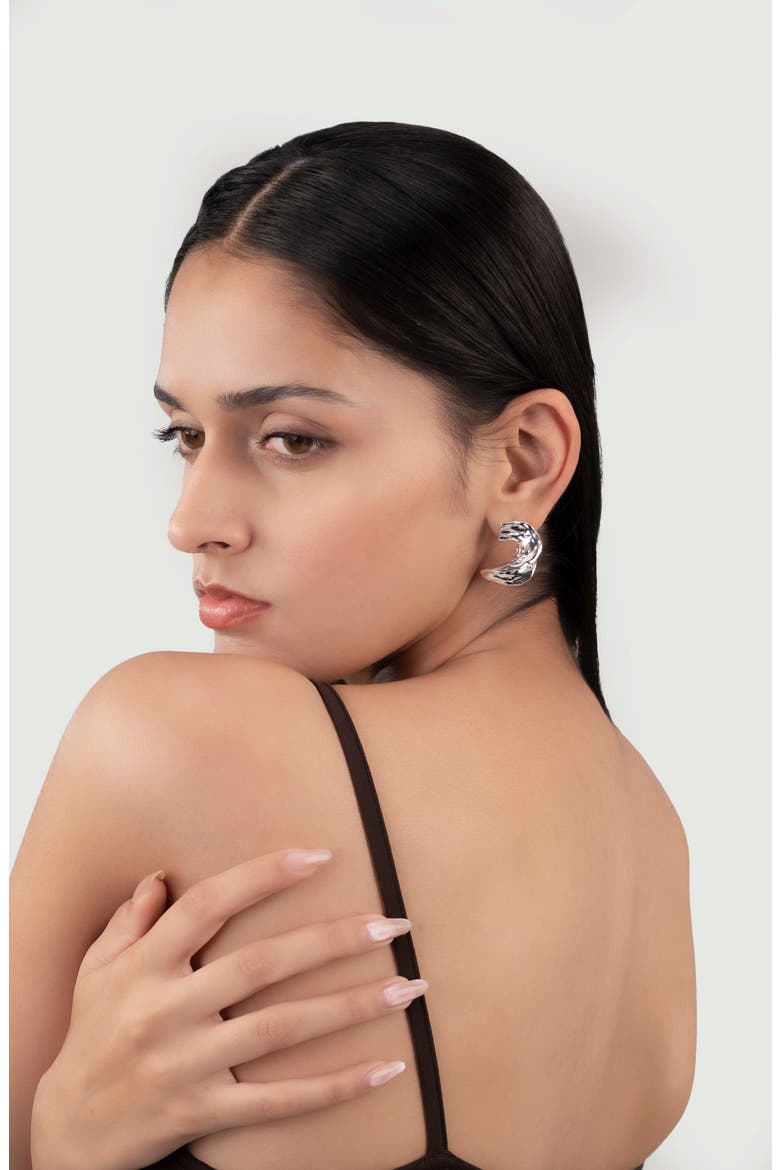 Mira Hammered Earrings, Alternate, color, SILVER