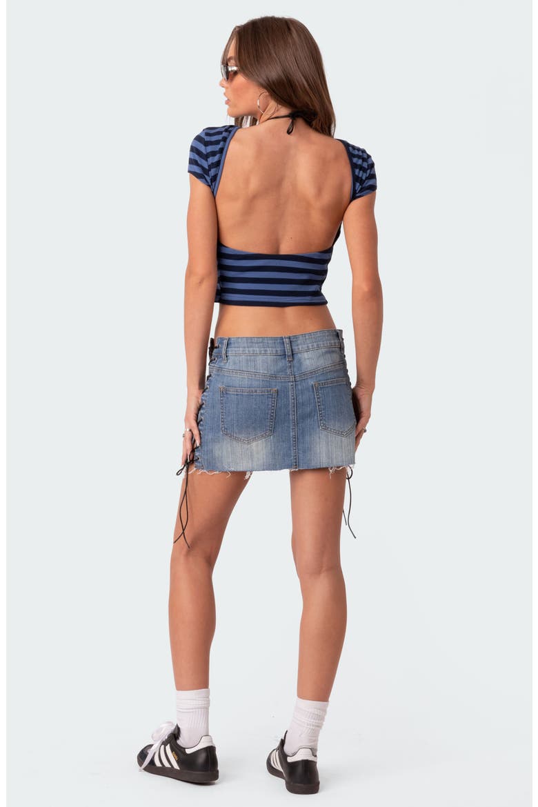 Blakely Open Back Crop T-Shirt, Alternate, color, BLUE-AND-NAVY