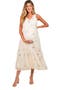Ditsy Floral Embroidered V Neck Tiered Dress