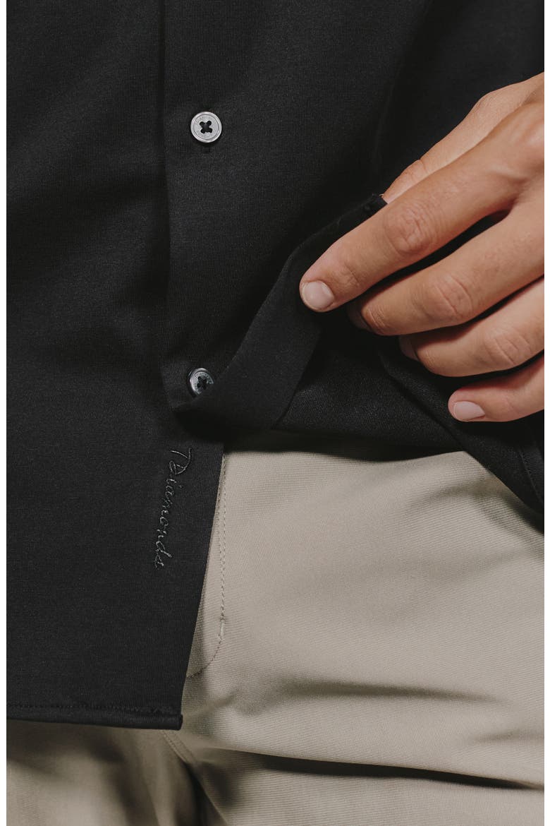 Girona Solid Performance Button-Up Shirt, Alternate, color, BLACK