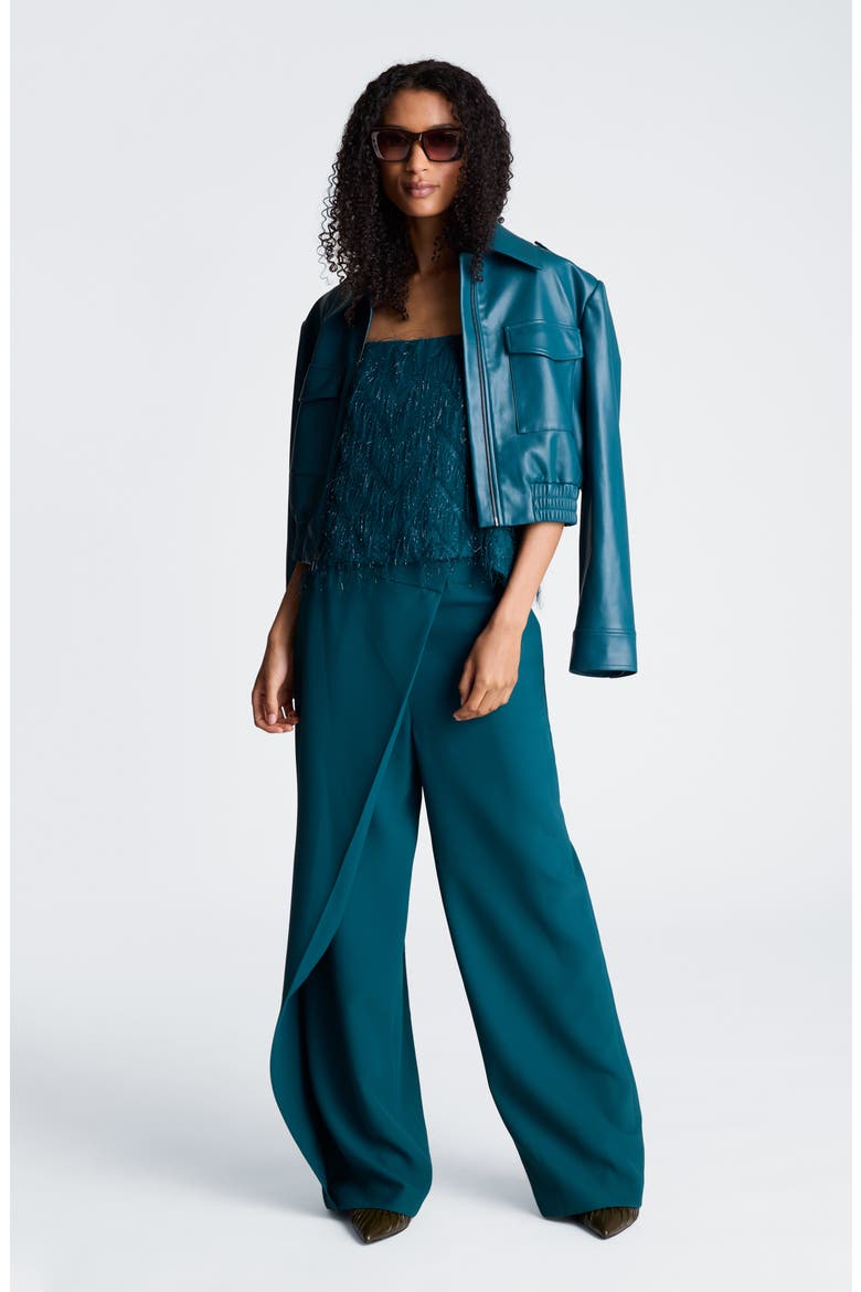 Asymmetrical Crossover Wide Leg Pants, Alternate, color, TEAL DUSK