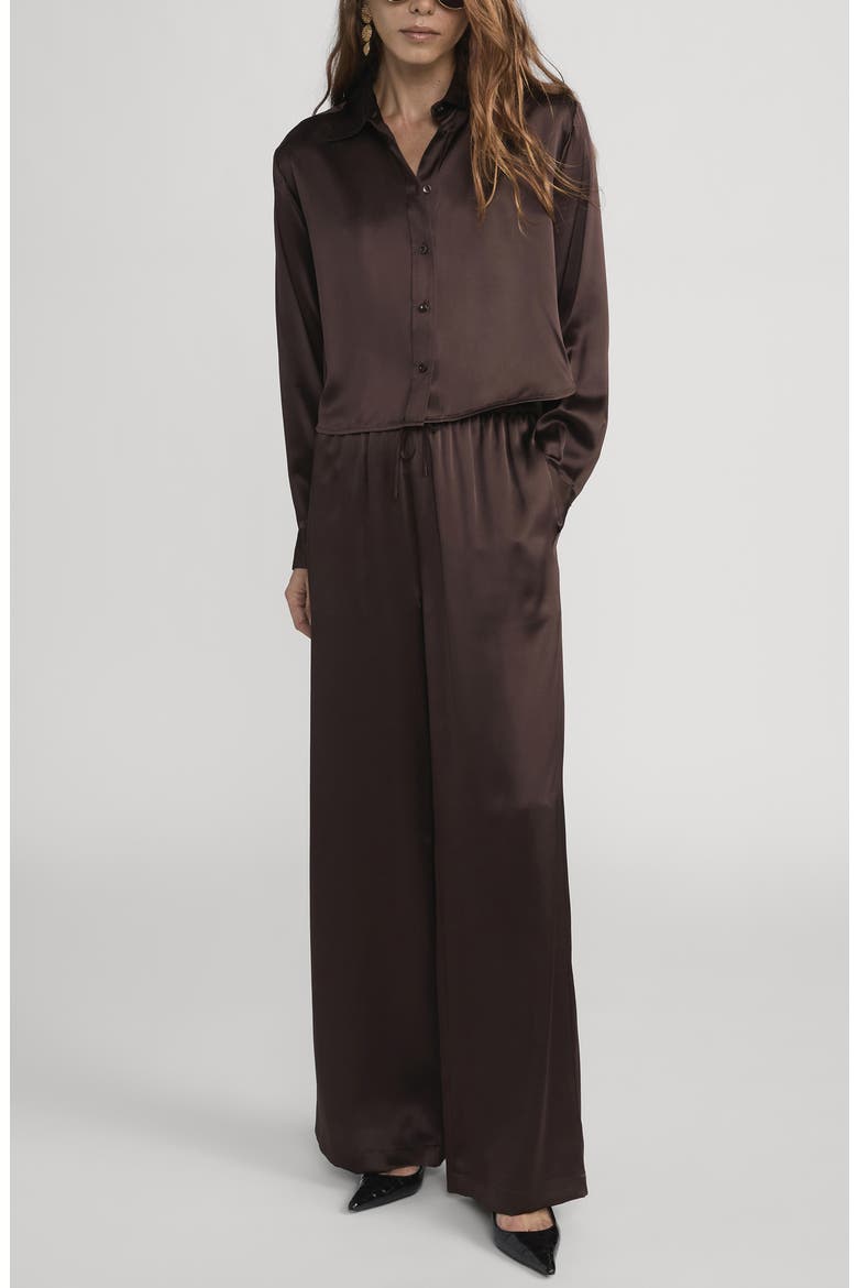 Charles Silk Button-Up Shirt, Alternate, color, AMERICANO