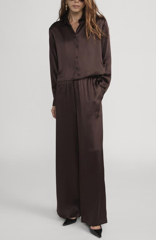 Frame Charles Silk Button-up Shirt In Brown