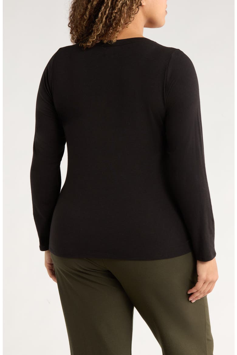 V-Neck Long Sleeve T-Shirt, Alternate, color, BLACK