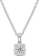Created Forever Sterling Silver Round Lab Grown Diamond Pendant Necklace