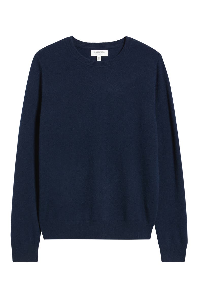 Cashmere Crewneck Sweater, Alternate, color, NAVY NIGHT