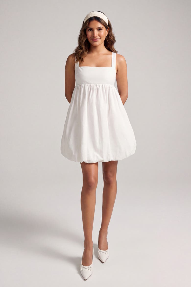 Brea Tie Back Bubble Dress, Alternate, color, White