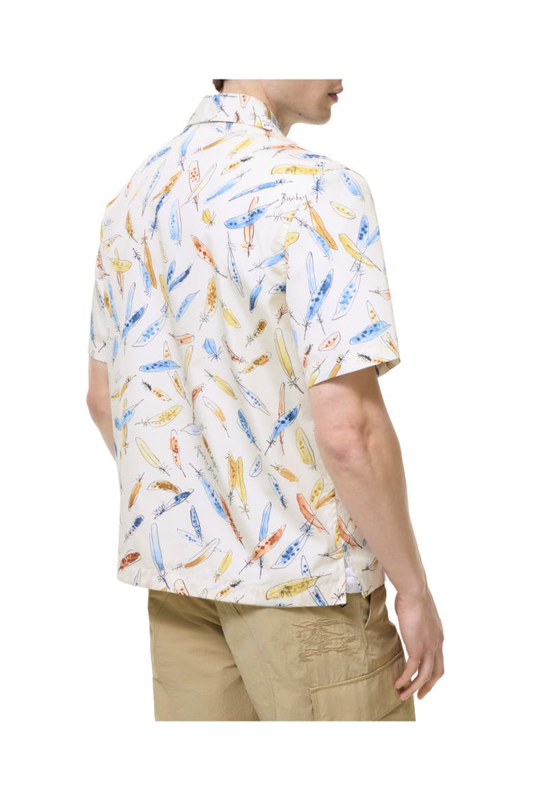 Relaxed Fit Feather Print Cotton Shirt, Alternate, color, Ink blue