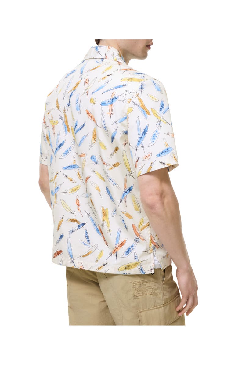 Burberry Relaxed Fit Feather Print Cotton Shirt, Alternate, color, Ink Blue