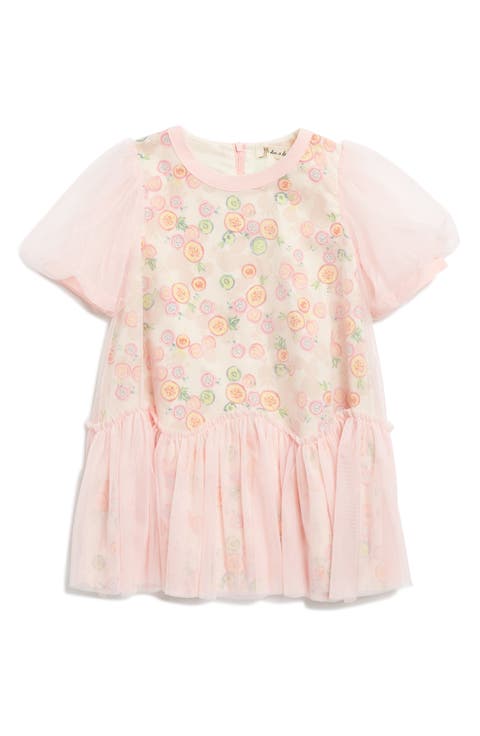 Kids' Fruit Pattern Mesh Layer Dress (Toddler & Little Kid)