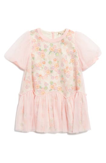 DOE A DEAR DOE A DEAR KIDS' FRUIT PATTERN MESH LAYER DRESS