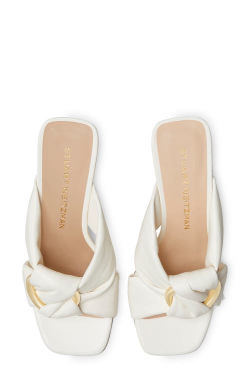 Stuart Weitzman Cece Leather Twisted Ring Slide Sandals In Cream