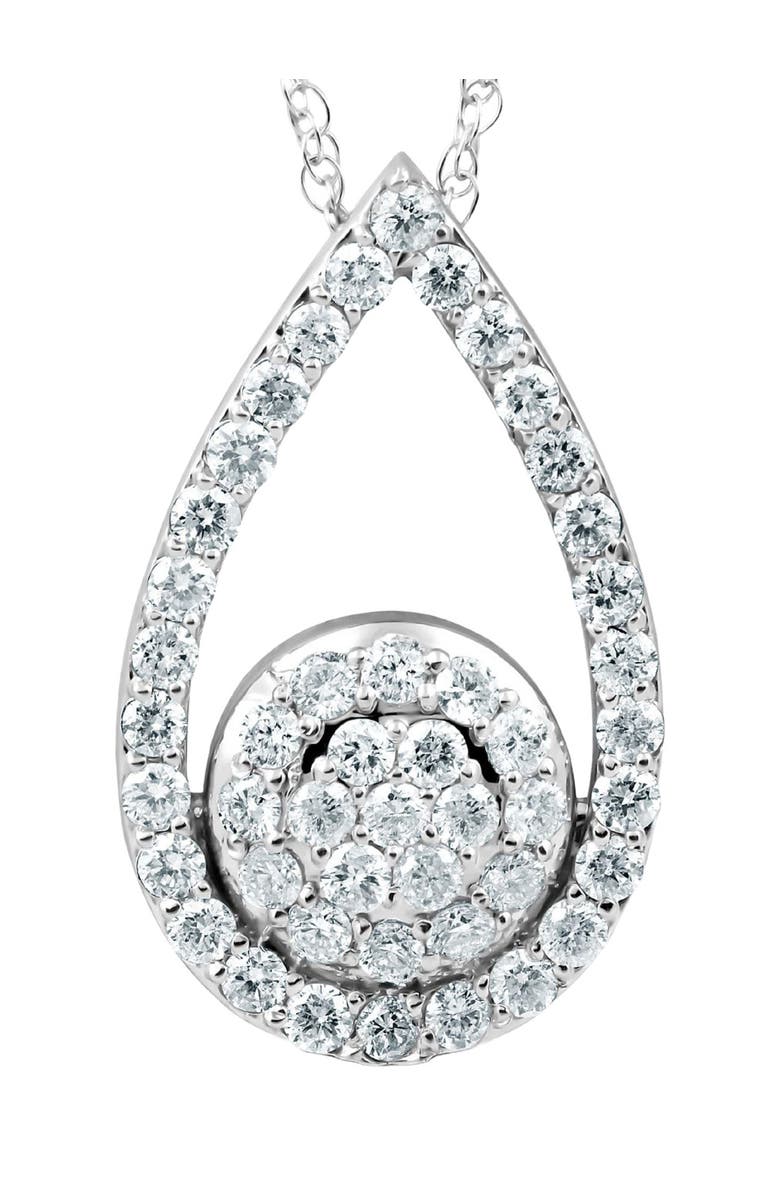 Bliss Diamond 1 1/10Ct Lab Grown Diamond Circle Pear Shape Pendant 14k Gold 1" Tall, Main, color, 