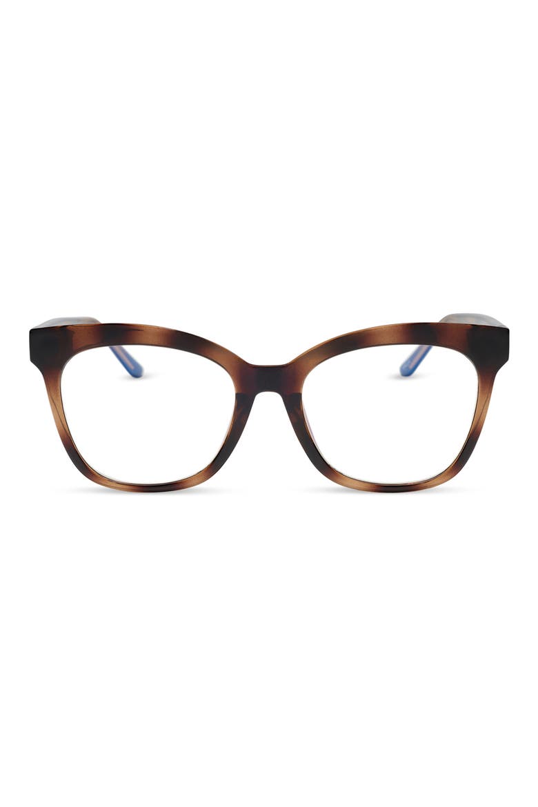 Willa 52mm Cat Eye Reading Glasses, Main, color, DARK ELM TORTOISE BLUE LIGHT