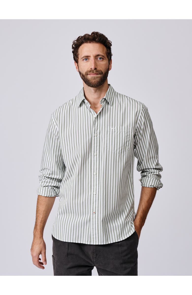 Aubin Gladstone Poplin Button-Down Shirt, Main, color, Thick Khaki Stripe