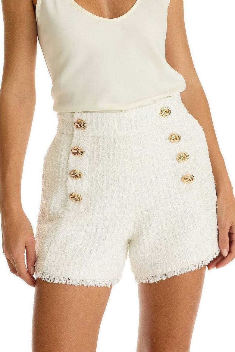 Tamara Tweed Button Shorts, Main, color, White