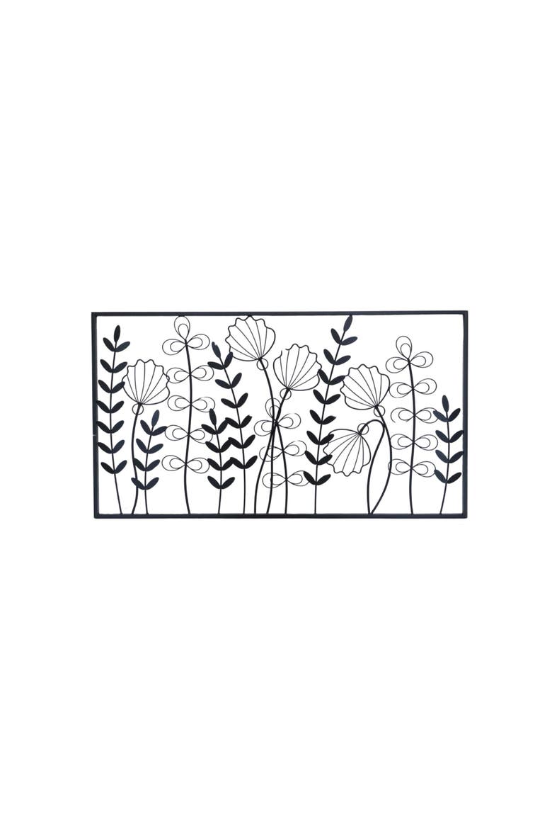 Rectangle Floral Wall Art, Main, color, Black