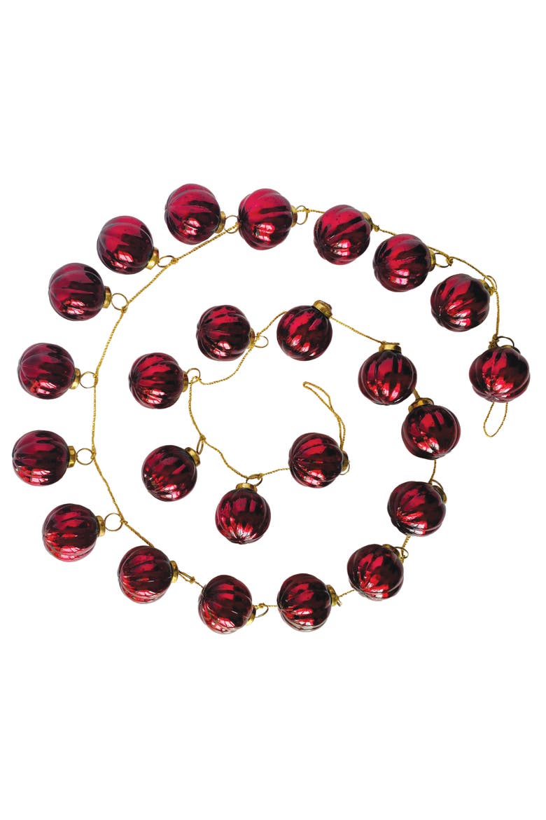 Mercury Glass Embossed Garland with Iron Detail, Main, color, Gold and Burgundy