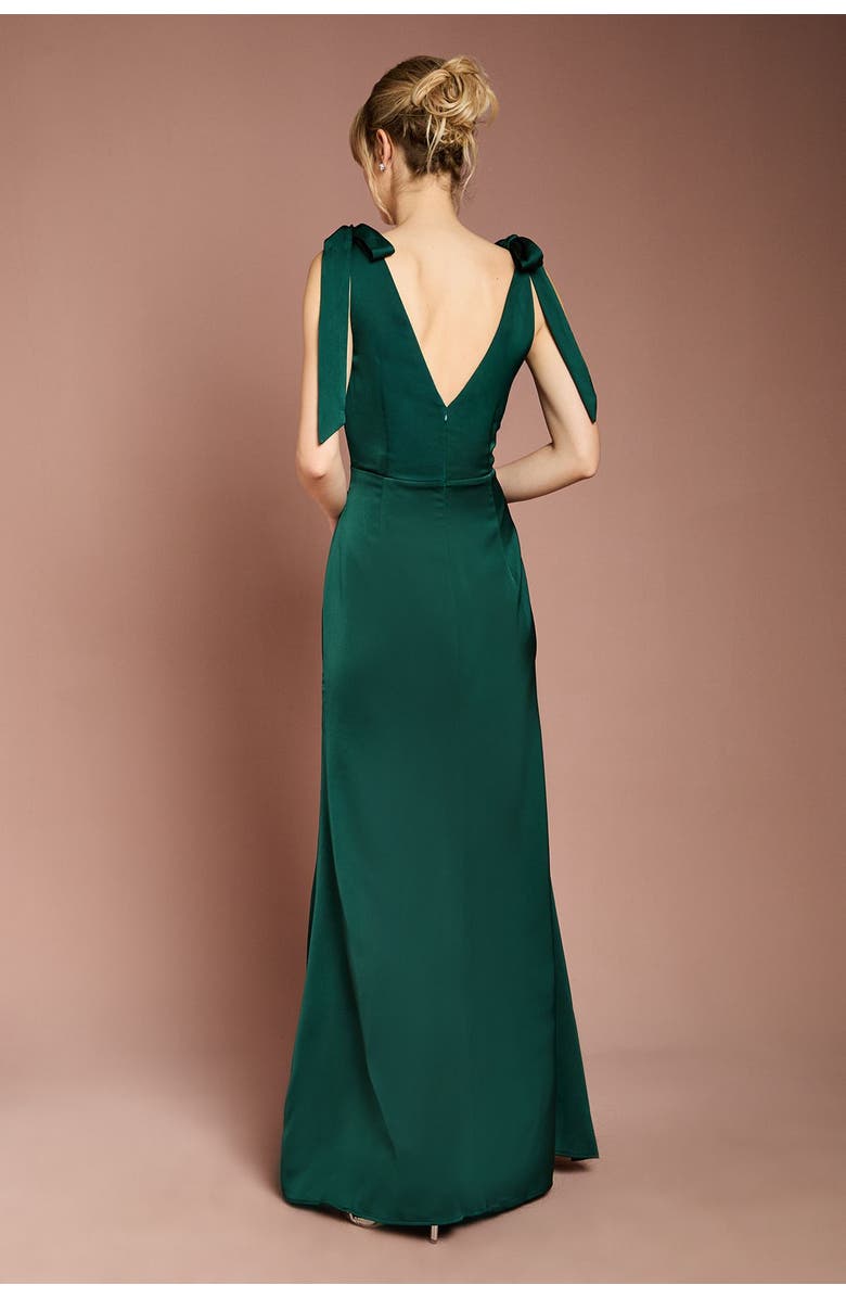 Coast Satin Tie-Shoulder Maxi Dress, Alternate, color, Emerald