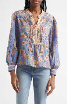 FARM Rio Super Bloom Tapestry Cotton Blend Top
