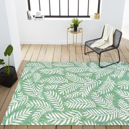 Jonathan Y Nevis Palm Frond Indoor/outdoor Area Rug In Cream/green