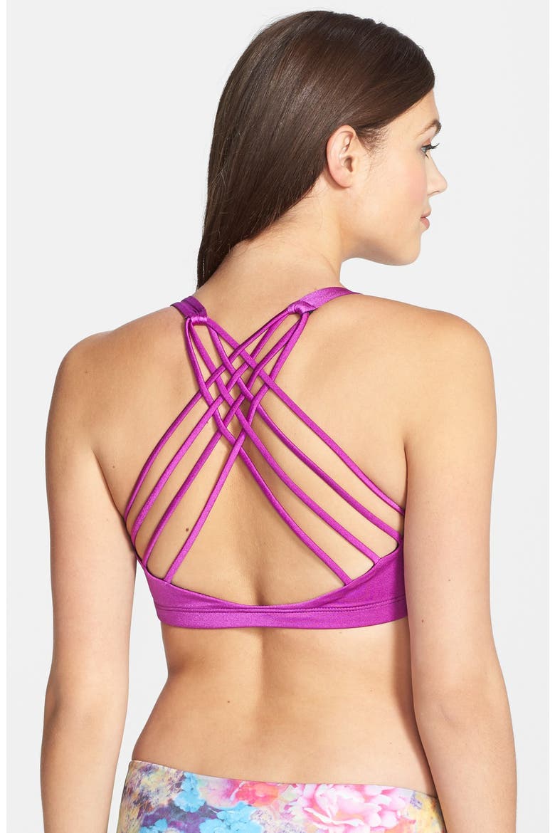 'Chic' Strappy Back Sports Bra, Alternate, color, MAGENTA