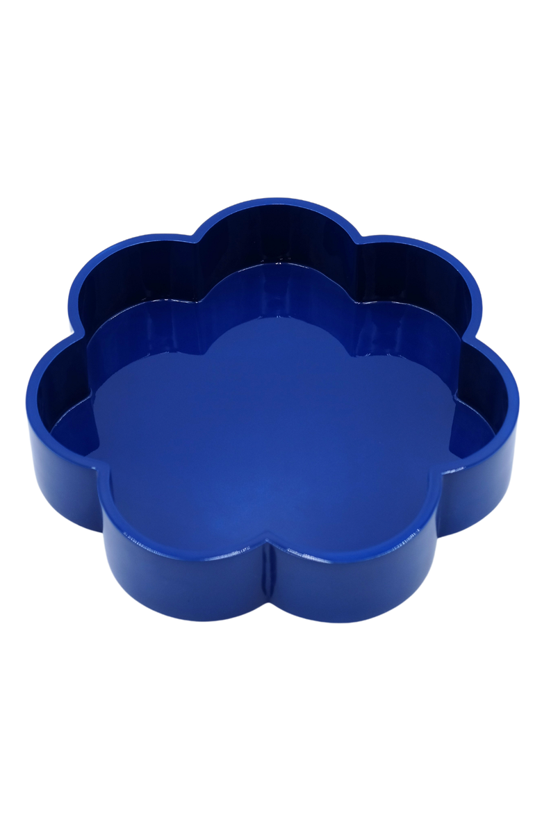 Inner Child Cobalt Blue Flower-Shaped Lacquerware Tray, Main, color, Blue