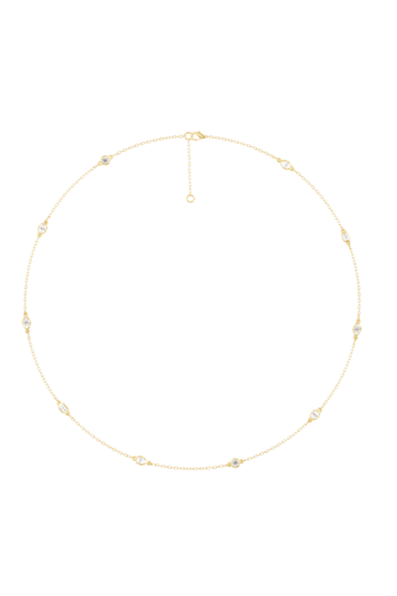 Multi Shape Bezel Station Lab Diamond Necklace in 14K, Alternate, color, Yellow Gold