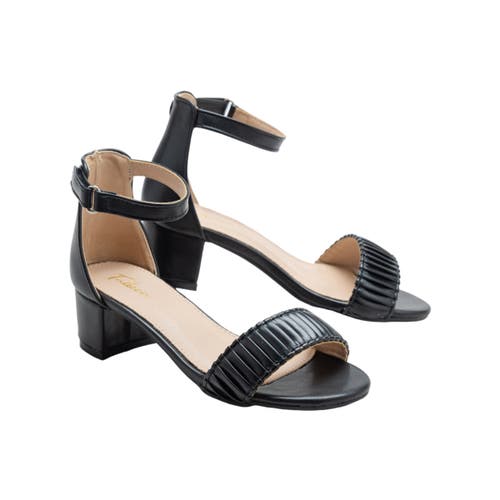 Tulleen Pleated Block-heels Sandals In Black