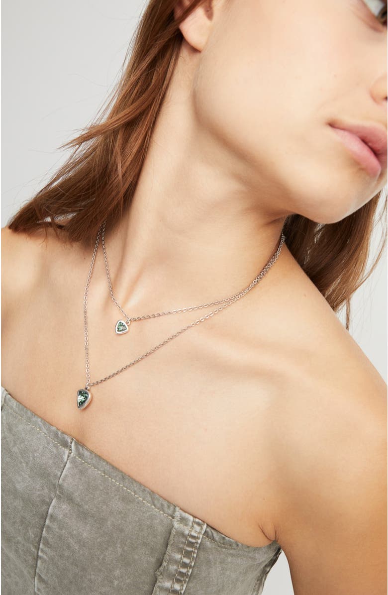 UNODE50 Green Triangle Pendant Necklace, Alternate, color, Silver
