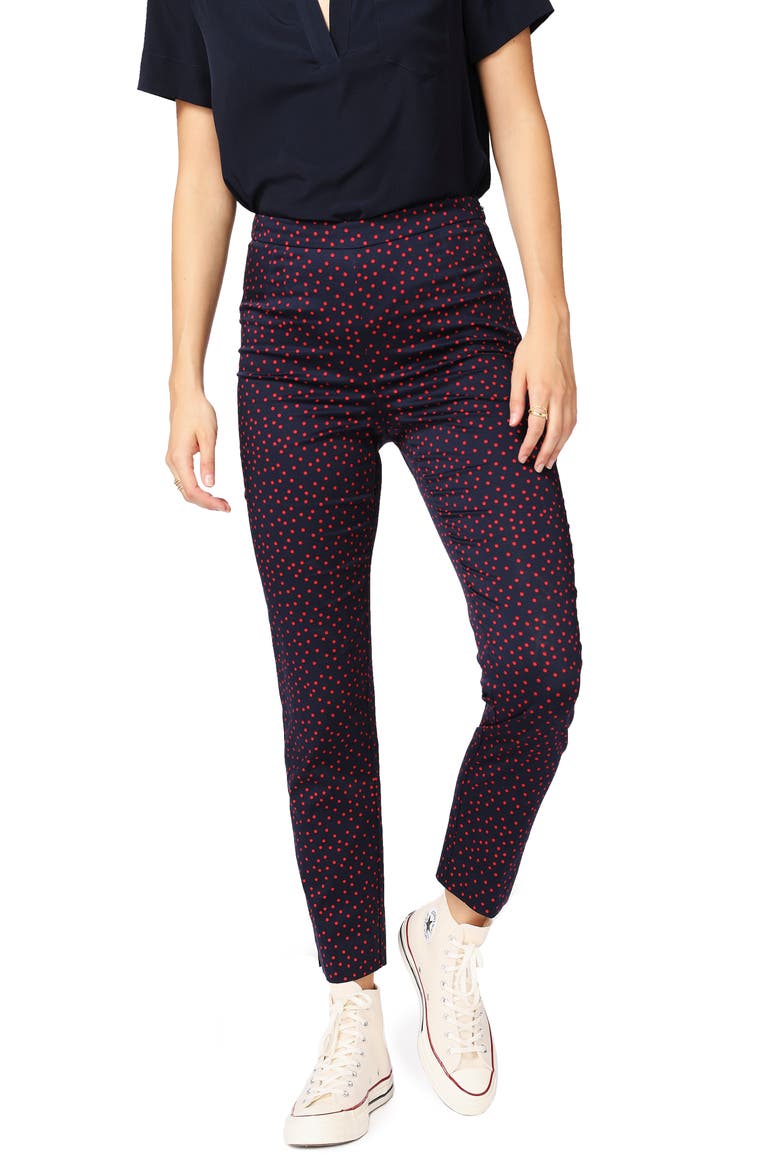 Scatter Dot Slit Hem Pants, Main, color, MARITIME ROUGE