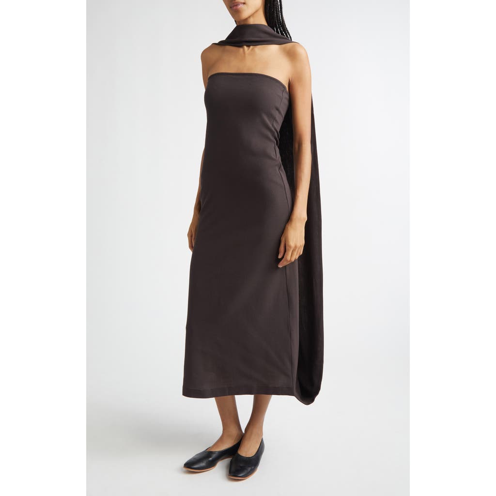 Paloma Wool Alberch Strapless Wool Blend Dress With Attached Scarf In Gray