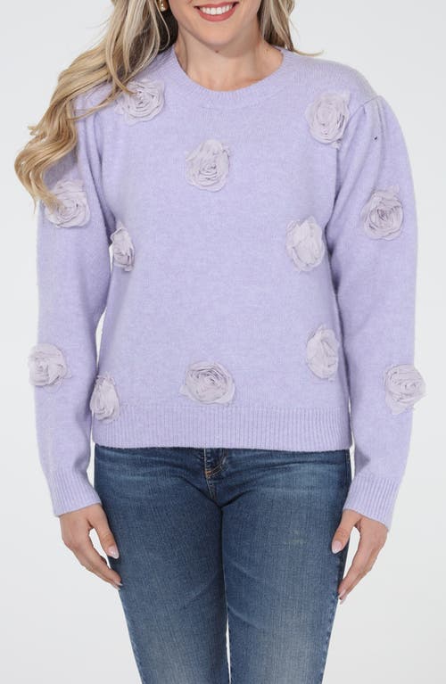 Rain And Rose Floral Appliqué Sweater In Purple