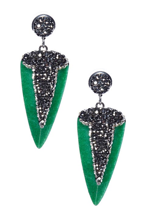 Fearless Dagger Stone Pave Crystals & Hematite Earrings