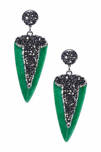 EYE CANDY LOS ANGELES Fearless Dagger Stone Pave Crystals & Hematite Earrings