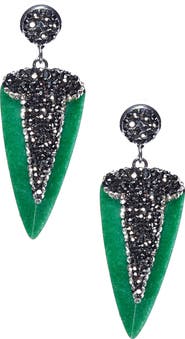EYE CANDY LOS ANGELES Fearless Dagger Stone Pave Crystals & Hematite Earrings