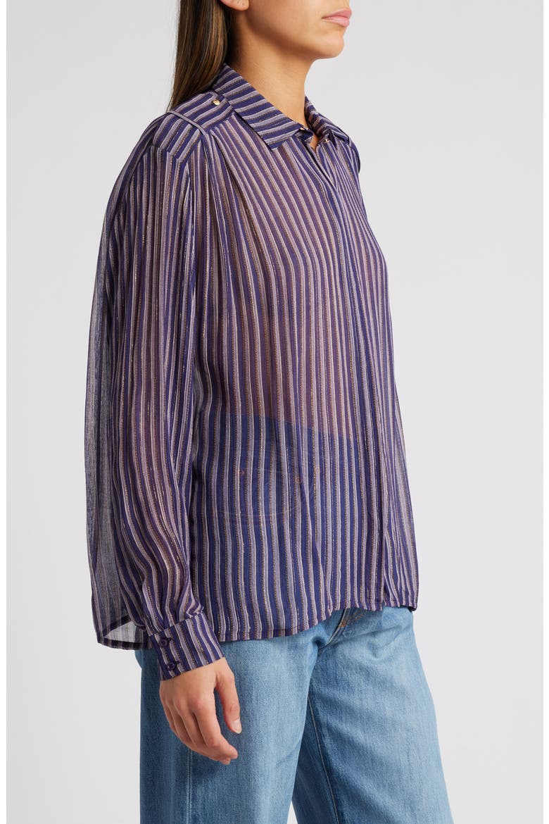 Ginger Metallic Stripe Shirt, Alternate, color, SUIT RAY