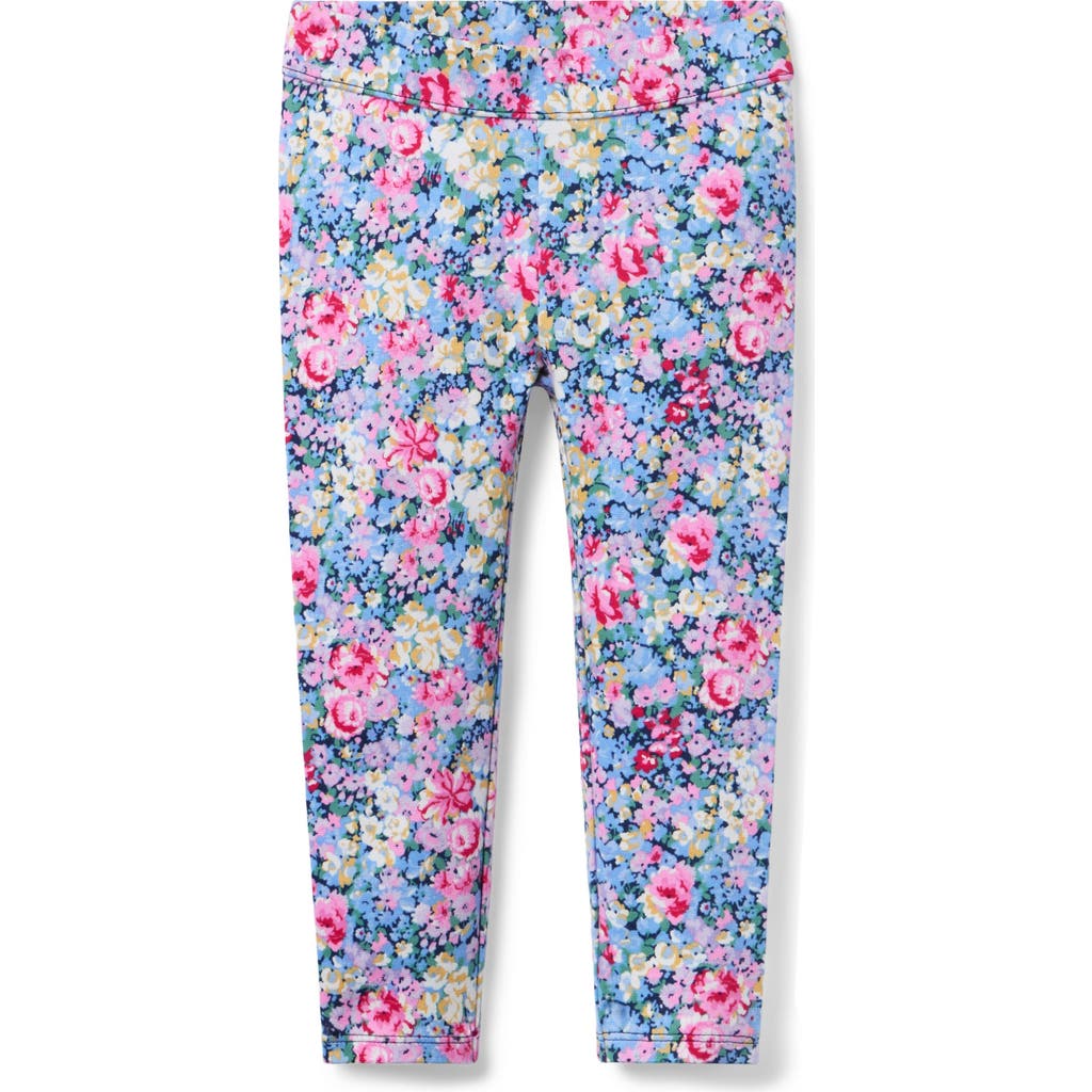 Janie And Jack Floral Ponte Pant In Blue