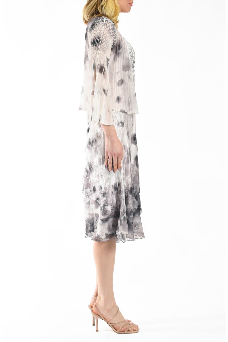 Charmeuse & Chiffon Dress with Jacket, Alternate, color, SHADOW FLORAL
