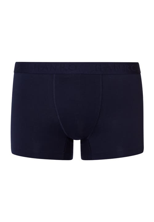 Hanro Cotton Essentials 2-pack Cotton Boxer Briefs With Covered Waistband In Blue