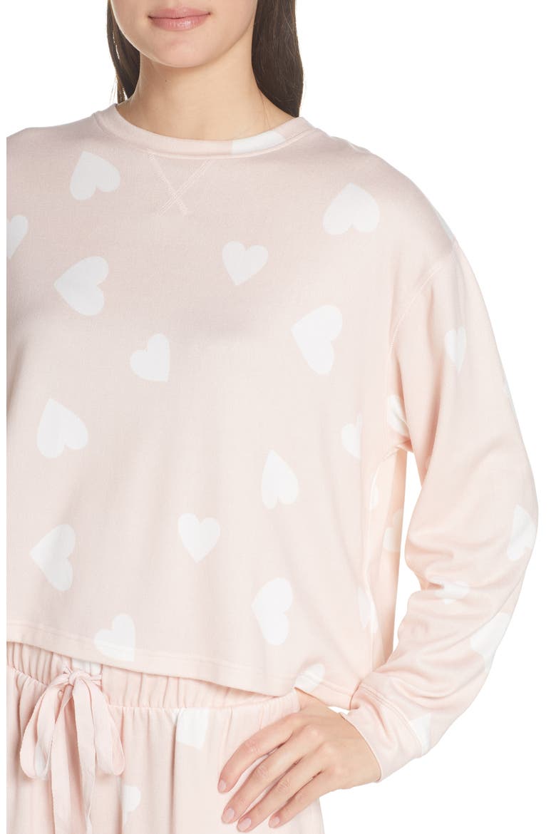 Supersoft Heart Print Sweatshirt, Alternate, color, BLUSH