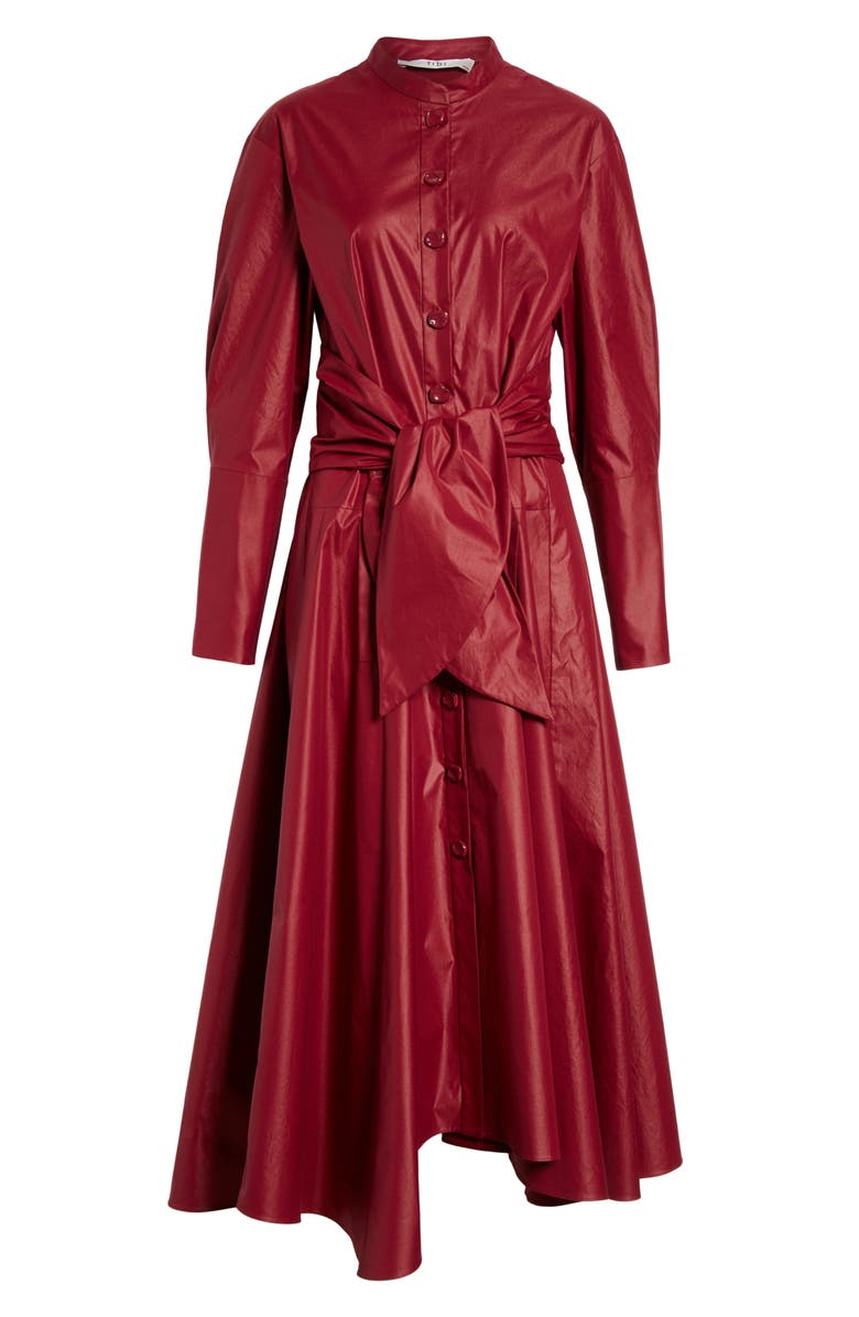 Tibi Glossy Plain Weave Long Sleeve Maxi Shirtdress, Alternate, color, 