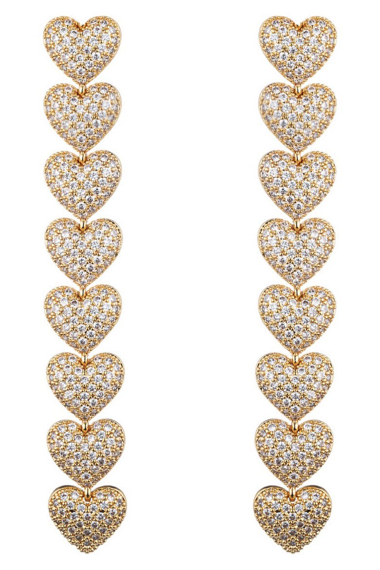 Mila Cubic Zirconia Heart Drop Earrings, Main, color, GOLD