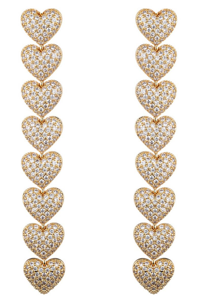 EYE CANDY LOS ANGELES Mila Cubic Zirconia Heart Drop Earrings, Main, color, Gold